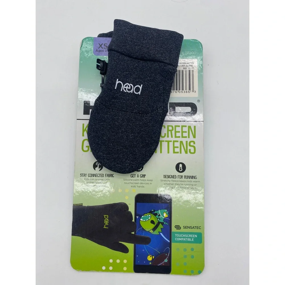 Head Kids Touchscreen‎ Mittens Dark Heather Silver Reflective XS 711200